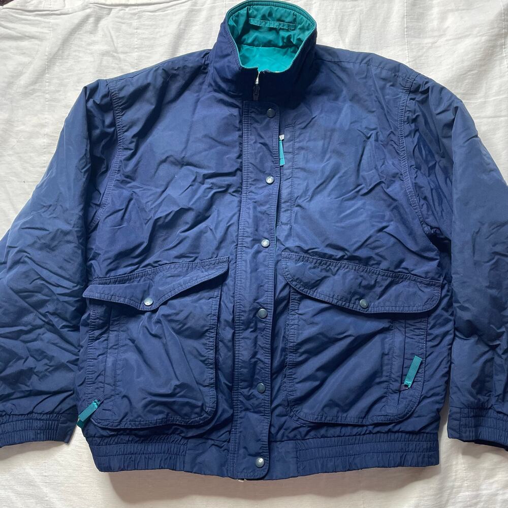 Vintage L.L. Bean Navy Blue Windbreaker Jacket Sz Medium Women's
